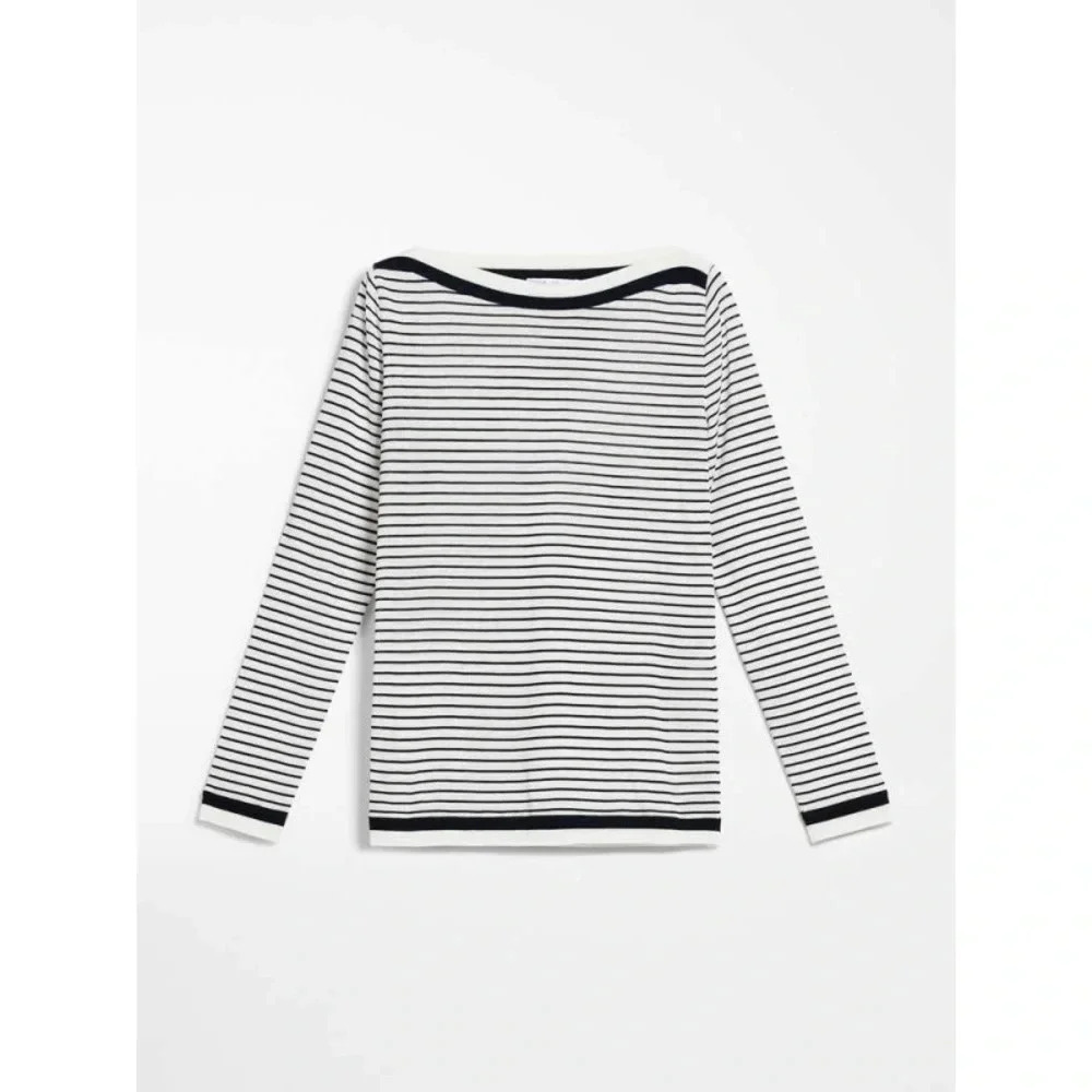 MaxMara Ugolina Nautical Striped Cotton Long Sleeve Tee Blouse Size Medium